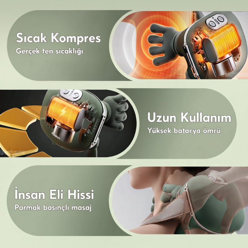 Isıtıcılı Güçlü Masaj Aleti - El Hissiyatı - Şarjlı - 3 Farklı Hız Kademesi  - 3